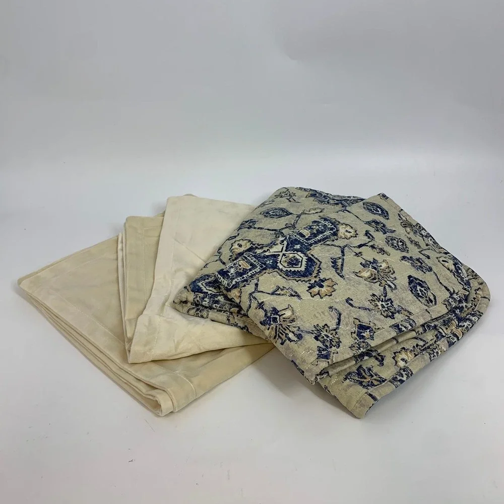 Southshore Fine Linens Oversized Seven Piece Quilt Set Full Queen Blue Medallion
